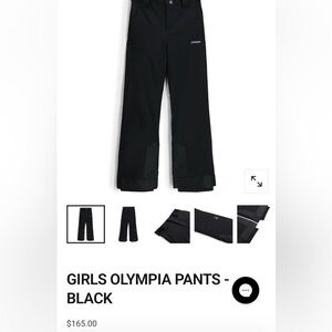 Spyder girls Olympia Black Ski Pants